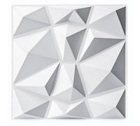 Art3d 33 Pezzi Pannelli da Parete 3D Diamante 30 x 30 cm, PVC Altamente Rigido, Indeformabile, Riciclabile, Impermeabile, Termoresistente, Inodore, Bianco Opaco
