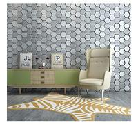 Art3d A12001H20 - Pannelli decorativi 3D da parete, in ecopelle, effetto seta, argento, esagonale, 20 pezzi