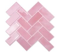 Art3d Adesivi da parete 3D, per piastrelle, a spina di pesce, per cucina, bagno, mattoni, impermeabili, colore rosa