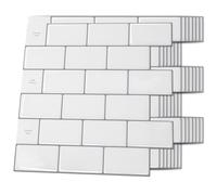 Art3d Adesivo per piastrelle 3D Subway per cucina, bagno, bianco con stucco grigio, 30 x 30 cm