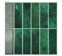 Art3d Confezione da 10 fogli di piastrelle adesive paraschizzi per crédence, piastrelle murali adesive per cucina, bagno, soggiorno, rettangolari verde scuro 30 x 30 cm