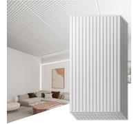 Art3d Confezione da 12 Pannelli Murali 3D con Design a Doghe per Decorazione di Pareti Interne, Piastrelle Decorative per Controsoffitto in PVC 0,61 x 1,22 m - Bianco