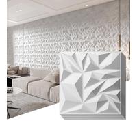 Art3d Confezione da 33 pannelli da parete 3D per interni, moderni pannelli da parete testurizzati a diamante, per gaming, soggiorno, TV, sfondo, 30,5 x 30,5 cm, bianco, A10342