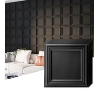 Art3d Confezione da 33 pannelli da parete 3D testurizzati per decorazione d'interni, in PVC impermeabile, pannelli decorativi da parete per soggiorno, camera da letto, ufficio, 30 x 30 cm, Nero