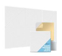 Art3d Confezione da 6 pannelli acustici autoadesivi per la decorazione della casa, 61 x 61 cm, pannelli insonorizzanti per ufficio, studio, camera da letto, fibra di poliestere ad alto assorbimento