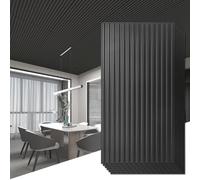 Art3d - Confezione da 6 pannelli da parete 3D a liste per decorazione di pareti interne, 0,6 x 1,2 m, in PVC, colore: nero