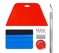 Art3d Kit di strumenti per levigatura per l'applicazione di carta da parati a buccia e stick, piastrelle per backsplash in vinile, incluso raschietto rosso e blu e con 4 lame di ricambio