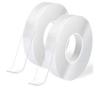 Art3d Nastro biadesivo nano extra forte trasparente, 2 rotoli di nastro biadesivo multiuso per tappeti, cornice per foto, cucina, montaggio a parete per la casa