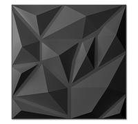 Art3d Pannelli da parete 3D per decorazione da parete in PVC con diamante per gaming, soggiorno, sfondo TV, 30 x 30 cm, colore nero, 100 pezzi