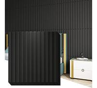 Art3d Pannello da parete a lamelle, 3D scanalato, 12 mattonelle, 50 x 50 cm, nero