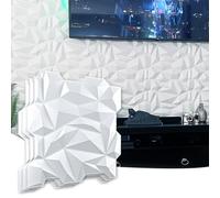 Art3d Pannello da parete in PVC 3D Diamond Jagged Matching-Matt White, per interni residenziali e commerciali