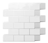 Art3d Piastrelle autoadesive da parete bianche con malta argentata, confezione da 10 pezzi da 12 x 12 cm, design ispessito, piastrelle autoadesive per cucina e bagno