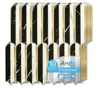 Art3d Piastrelle autoadesive da parete per cucina, bagno, confezione da 10 pezzi, colore bianco e nero con metallo dorato, 30,5 x 30,5 cm