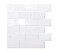 Art3d Piastrelle autoadesive per cucina, bagno, lavanderia, 20 fogli, autoadesive, per cucina, bagno, lavanderia, design più spesso, 30 x 30 cm, colore: bianco