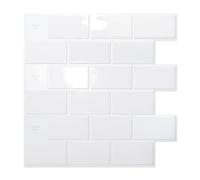 Art3d Piastrelle in ceramica, Staccare e attaccare, autoadesive, per piastrelle, cucina, pannelli da parete 3D, colore bianco, 30 x 30 cm