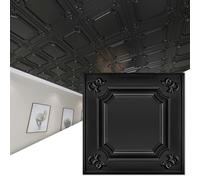 Art3d Piastrelle per soffitto a goccia, 61 x 61 cm, colore nero (confezione da 12, 4,5 m²), pannelli da incollare 2 x 2