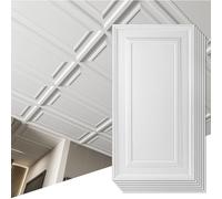 Art3d Piastrelle per soffitto in PVC decorativo per cantina cucina bagno 60 x 120 cm copertura 8,8 m² bianco liscio 12 pezzi