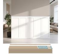 Art3d Premade - Kit di boiserie verniciabili e listelli, pannello da parete in MDF per cucina, camera da letto, soggiorno, decorazioni per la casa, 240 x 137,2 cm, modanatura, lamelle con bordo