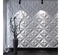 Art3d Set di 12 pannelli murali bianchi testurizzati 3D, piastrelle decorative da parete soggiorno, ufficio, colore: bianco, 3 mq, 50 x 50 cm