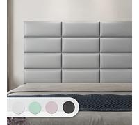 Art3d Set di 4 pannelli per testiera da staccare e incollare per letto singolo, 25 x 60 cm, colore: grigio