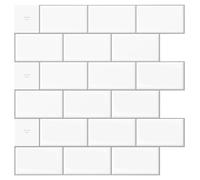 Art3d Staccare e attaccare 10 fogli Peel and Stick Backsplash, 30,5 x 30,5 cm, piastrelle adesive cucina, monocolore bianco con malta grigia