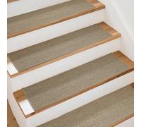 Art3d Tappetini per gradini, 20 x 76 cm, autoadesivi, di sicurezza, 15 pezzi, ideali per bambini, anziani e animali domestici, effetto lino, beige