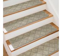 Art3d Tappetini per gradini, 20 x 76 cm, autoadesivi, di sicurezza, 15 pezzi, ideali per bambini, anziani e animali domestici, colore: beige jacquard