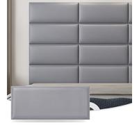 Art3d - Testiera autoadesiva per letto matrimoniale e queen size in grigio, confezione da 9 pannelli da 25 x 60 cm, pannelli murali fonoassorbenti 3D, pannello murale imbottito