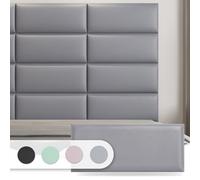 Art3d Testiera imbottita da parete per letto singolo, pannelli 3D insonorizzati, colore grigio, confezione 6 pezzi 60x24 cm