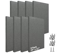 Art3dwallpanels 8 pannelli acustici, 61 x 30 cm, pannelli da parete insonorizzati in tessuto, montaggio con gancio facile da montare, pannelli fonoassorbenti per studi, ufficio, home theater, grigio
