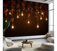 Arta da parati fotografica Astratto Disegnato a Mano Carta da parati da parete, Floreale Muro di Mattoni Con Lampadina poster murale per soggiorno camera da letto ufficio corridoio 250 x 175 cm