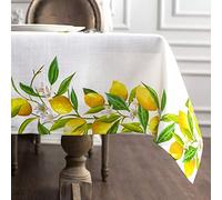ARTABLE Rectangle Summer Tablecloth Printed Lemon Vintage Floral Patterns Table Cloth for Easter Table Runner Picnic Outdoor Home Holiday Long Dining Kitchen (Lemon, 60 x 84 Inch)