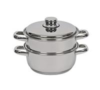 ARTAME 32520, pentola a vapore in acciaio inox a 2 piani, pentola 2 in 1, tutti i fornelli tra cui induzione, diametro 20 cm, 2.7 l, 1-2 persone, tutto in acciaio inox