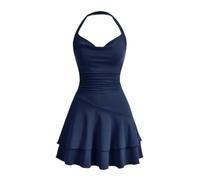 ARTANT Women's Summer Knit Halter Neck Slim Fit Dress Sleeveless Backless Short Dress