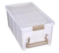 ArtBin 6925AB Semi Satchel con 3 divisori rimovibili, organizer portatile per arte e artigianato con manico, [1] custodia in plastica, trasparente, oro, 0