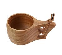 Artbro Kuksa Tazza in legno tradizionale Finlandia, con cordino in pelle, per campeggio, per attività all'aperto, caffè, resistente, leggera, fatta a mano, ecologica