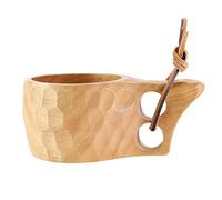 Artbro Kuksa Tazza in legno tradizionale Finlandia, con cordino in pelle, per campeggio, per attività all'aperto, caffè, resistente, leggera, fatta a mano, ecologica