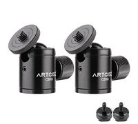 ARTCISE CB19 Panoramico CNC Mini Testa a Sfera per Treppiede con Attacco Contatto Caldo 1/4" Rimovibile, Supporto Rotazione 360° per Cellulari/DLSR/Flash, Portata di 6,6lb/3kg (confezione da 2)