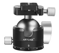 ARTCISE Testa a sfera per treppiede a basso profilo, testa a sfera panoramica in metallo da 56 mm, compatibile con piastra a sgancio rapido Arca da 1/4" per treppiede, monopiede, slider, fotocamera