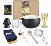 Artcome Bluestone Glaze Kit per Cerimonia del Tè Giapponese, Ciotola con Beccuccio Versatore, Frusta, Paletta, Colino in Polvere, Set per Preparare Usucha, Koicha e Matcha