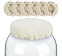 Artcome Confezione da 6 coperchi riutilizzabili per barattoli di lievito naturale, coperchi in cotone per antipasti, kombucha e barattoli di fermentazione, tappi in 100% cotone biologico non sbiancato