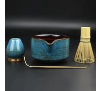 Artcome Kit completo per cerimonia del tè Matcha, 4 pezzi, per cerimonia del tè giapponese, ciotola con beccuccio versatore, frusta, supporto per frusta, paletta da tè, set da tè matcha per preparare