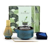 Artcome Kit completo per cerimonia del tè Matcha da 7 pezzi: ciotola, frusta, paletta, colino, polvere, set per Usucha, Koicha, Matcha Latte (zaffiro)