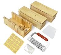 Artcome Kit di 2 stampi da taglio rettangolari in silicone per pagnotta da 1200 ml, 2 scatole di legno con coperchio, strumento da taglio regolabile in legno con taglierina ondulata in acciaio