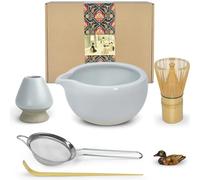 Artcome Kit per cerimonia del tè matcha giapponese, ciotola con beccuccio versatore, frusta, paletta da tè, colino in polvere Matcha, set da tè per preparare latte Usucha, Koicha e Matcha (ciano)