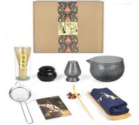 Artcome Set da tè giapponese Matcha con beccuccio versatore, frusta per matcha, paletta da tè, porta frusta, contenitore per polvere Matcha, kit per cerimonia del tè giapponese (9 pezzi)