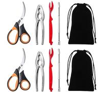 Artcome Set di 10 utensili per seafood - 2 cracker, 2 shelers Lobster, 2 forze per crab, 2 scissori per alimenti e 2 borse per riporre oggetti