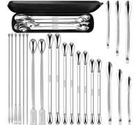 Artcome Set di 23 spatole da laboratorio in acciaio inox 304, per miscelazione, campionamento da laboratorio, paletta per polvere per riempimento di capsule vuote per pillole