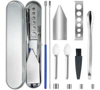 Artcome Set versatile di strumenti di riempimento per pillole, paletta da laboratorio, padella, schiacciapane e porta capsule, strumento ideale per medicinali e integratori alimentari, dimensioni