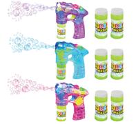 ArtCreatity 3 LED Light Up Guns Bubble With Sound Include 6 bottiglie di soluzione di ricarica della soluzione di bolle Blower per la festa del blast